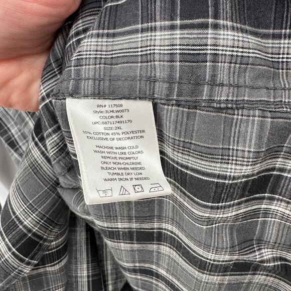 Levi's Western Pearl Snap Long Sleeve Shirt Mens XXL Gray Plaid Cotton - Picture 5 of 13
